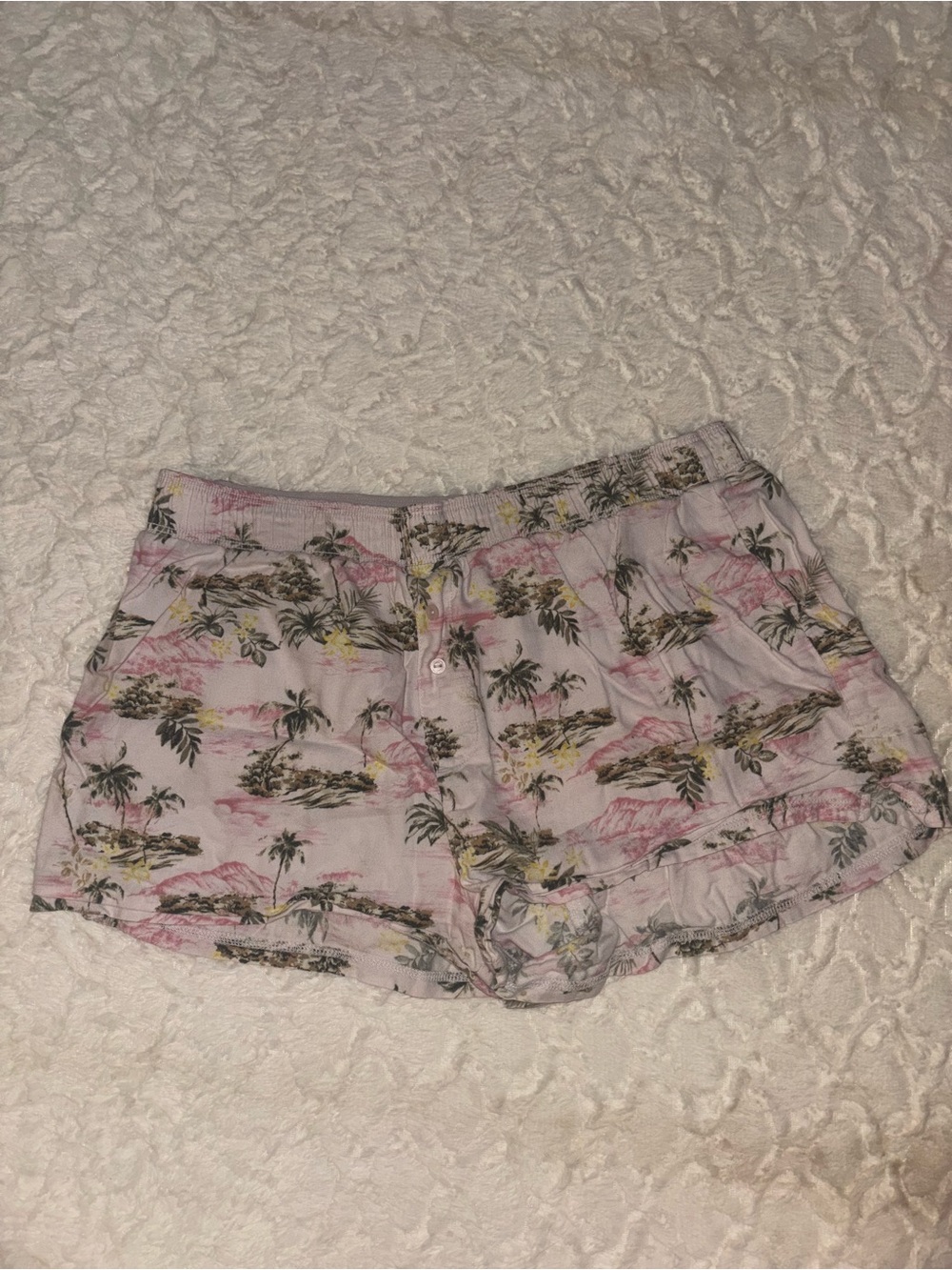 PINK Victoria’s Secret Women’s Pink Tropical Print Sleep Boxy Lounge Shorts